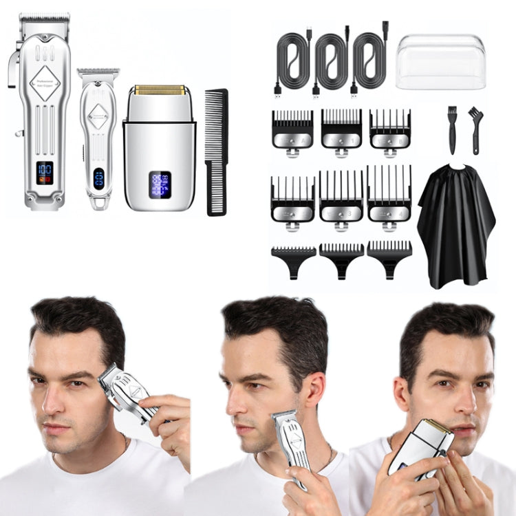3pcs /Set Men Home Hair Salon High-power Hair Clipper