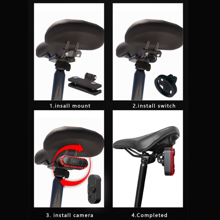 Bike Warning Tail Light 1080P WiFi Camera Recorder Waterproof Bicycle Rear Light for Riding Cycling