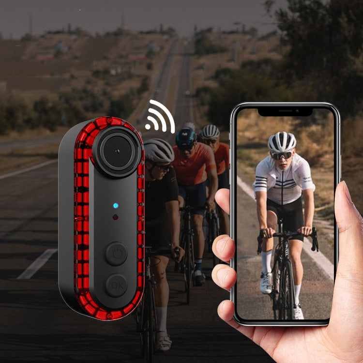 Bike Warning Tail Light 1080P WiFi Camera Recorder Waterproof Bicycle Rear Light for Riding Cycling