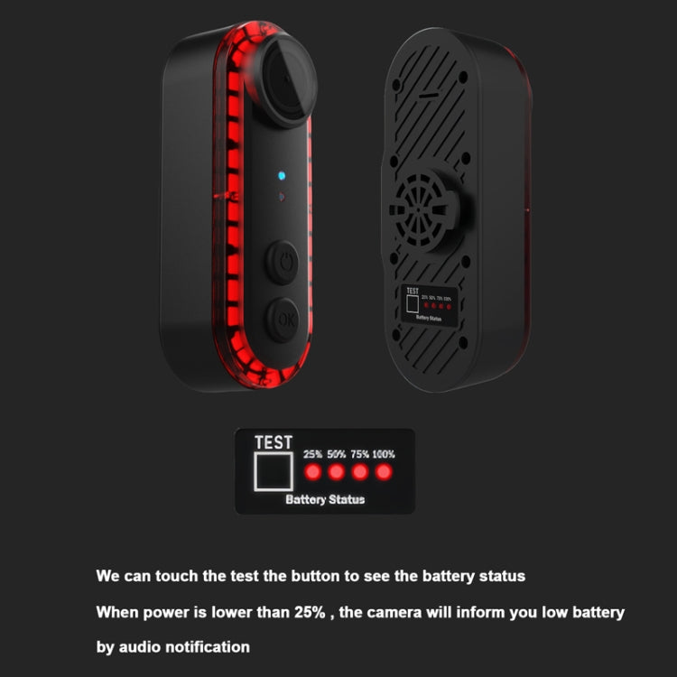 Bike Warning Tail Light 1080P WiFi Camera Recorder Waterproof Bicycle Rear Light for Riding Cycling