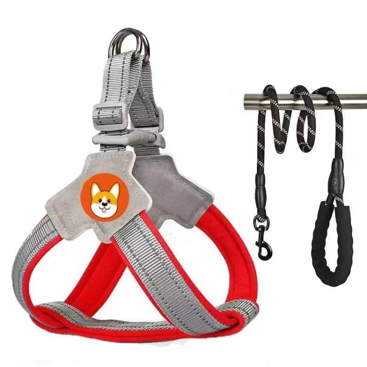 Saddle Style Pet Chest Harness Breathable Reflective Dog Leash