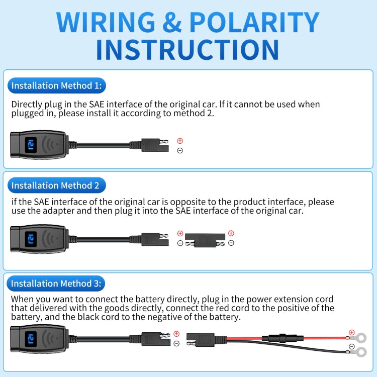 PD3.0 Motorcycle USB Mobile Phone Charger Digital Voltage Meter with Switch