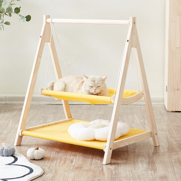 Solid Wood Cat Double-Layer Hammock Universal Cat Bed Washable Kitten Swing