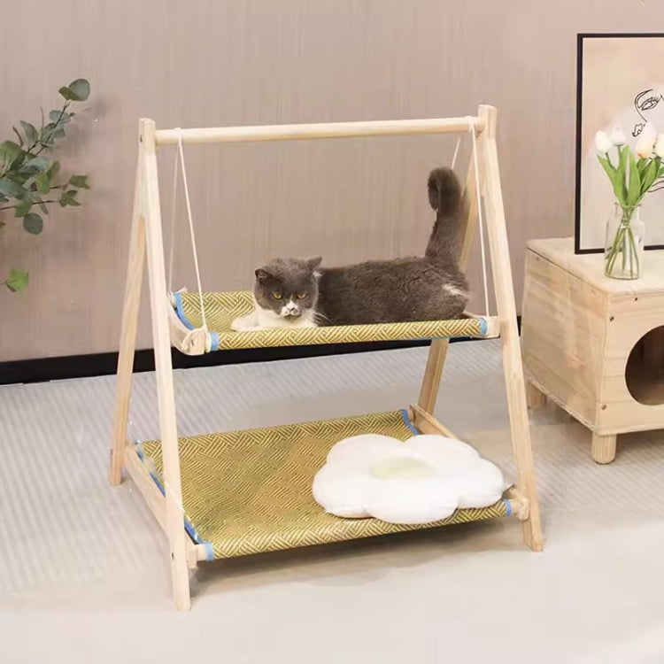 Solid Wood Cat Double-Layer Hammock Universal Cat Bed Washable Kitten Swing