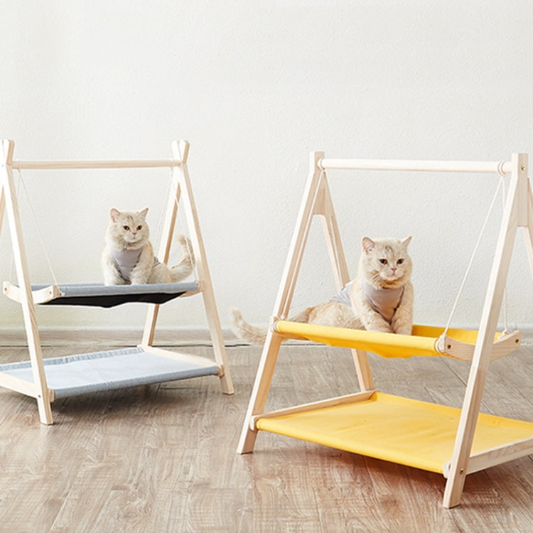Solid Wood Cat Double-Layer Hammock Universal Cat Bed Washable Kitten Swing