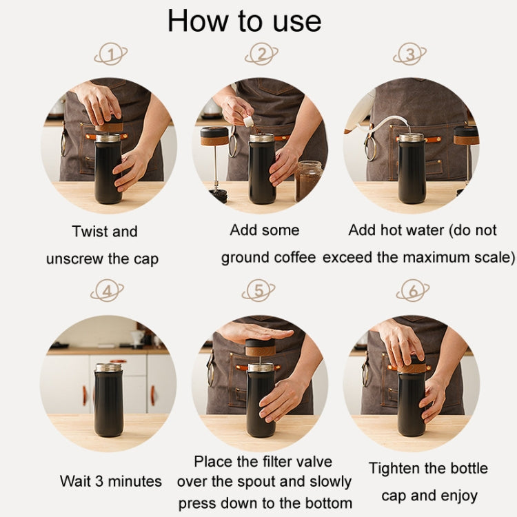 Portable Thermos Tea Brewer Coffee Filter Stainless Steel Carry-On French Press Kettle