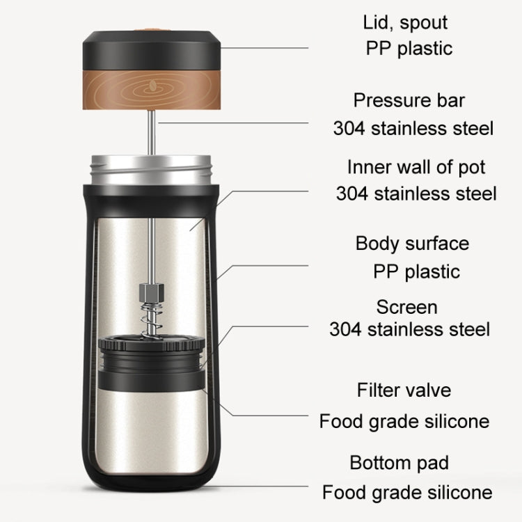 Portable Thermos Tea Brewer Coffee Filter Stainless Steel Carry-On French Press Kettle