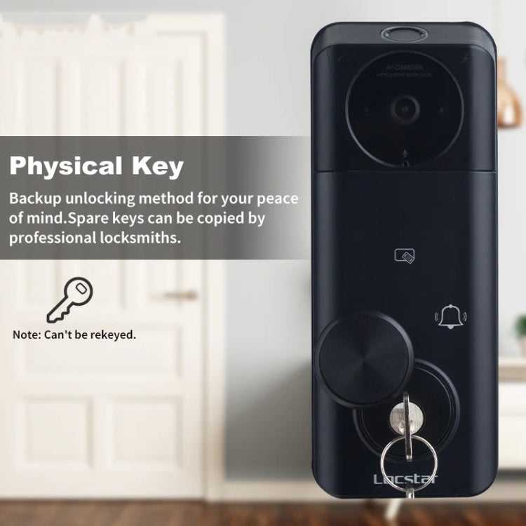 C95 Smart Fingerprint Deadbolt Lock Supports Bluetooth WiFi APP, 5 Ways To Unlock, With Camera Doorbell