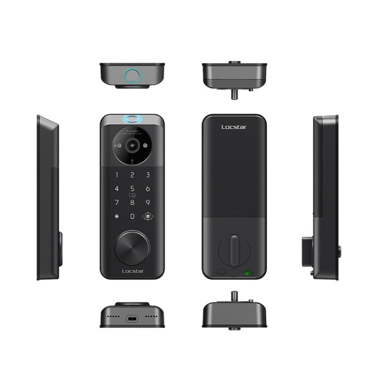 C95 Smart Fingerprint Deadbolt Lock Supports Bluetooth WiFi APP, 5 Ways To Unlock, With Camera Doorbell