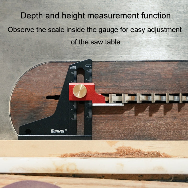 Ganwei Woodworking Height Gauge 0-50mm Aluminum Alloy Adjustable Tablesaw Depth Measuring Tool