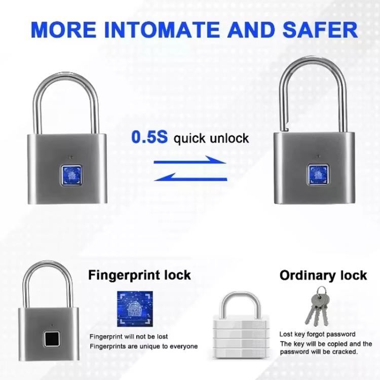 Smart Fingerprint Rechargeable Padlock Waterproof Morse Code Emergency Unlocking