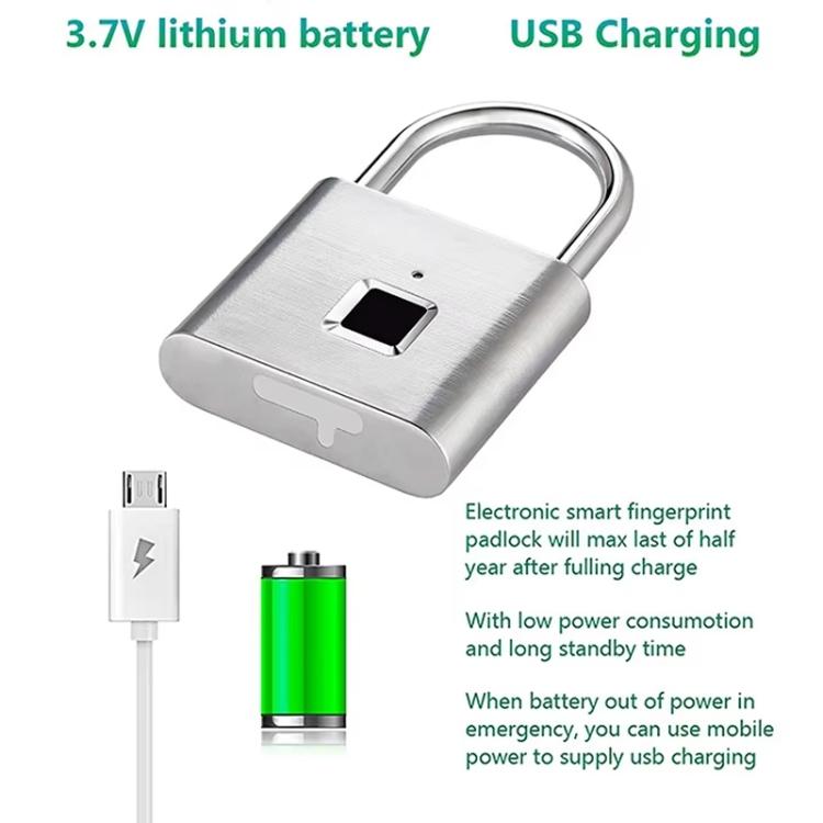 Smart Fingerprint Rechargeable Padlock Waterproof Morse Code Emergency Unlocking