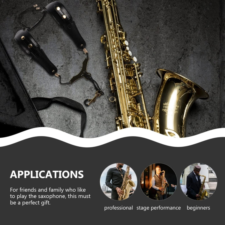 Saxophone Double-Shoulder Strap Leather Adjustable Lanyard For Tenor Alto Sax Accessories