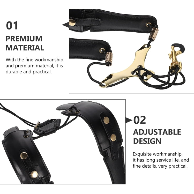Saxophone Double-Shoulder Strap Leather Adjustable Lanyard For Tenor Alto Sax Accessories