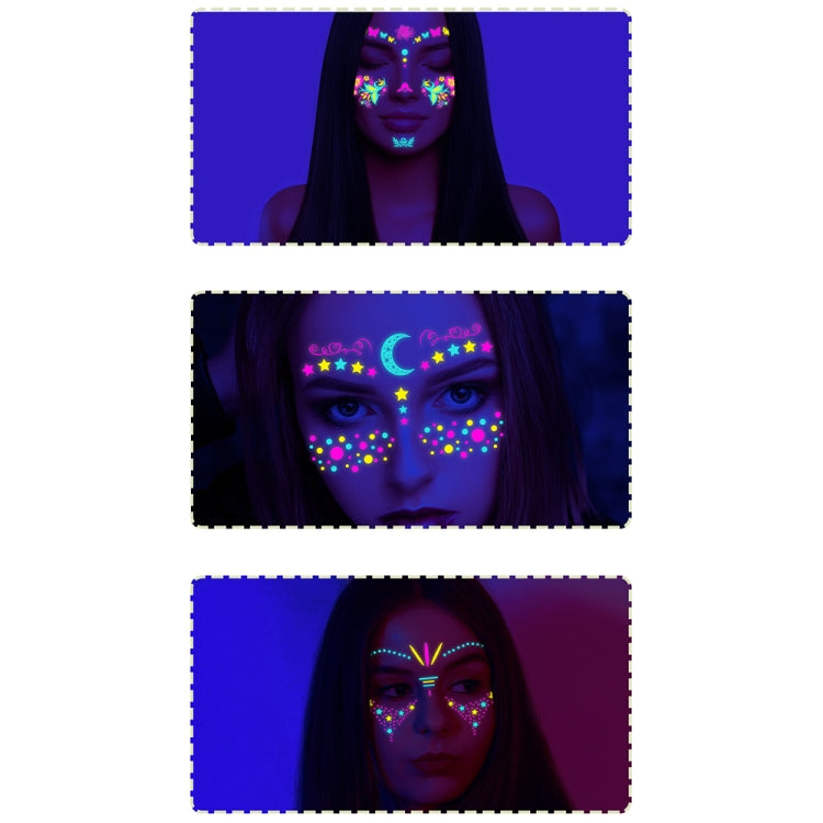 8-Sheets /Set Music Festival Fluorescent Waterproof Sticker Masquerade Glowing Tattoo