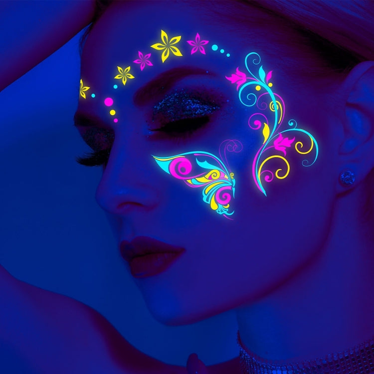8-Sheets /Set Music Festival Fluorescent Waterproof Sticker Masquerade Glowing Tattoo