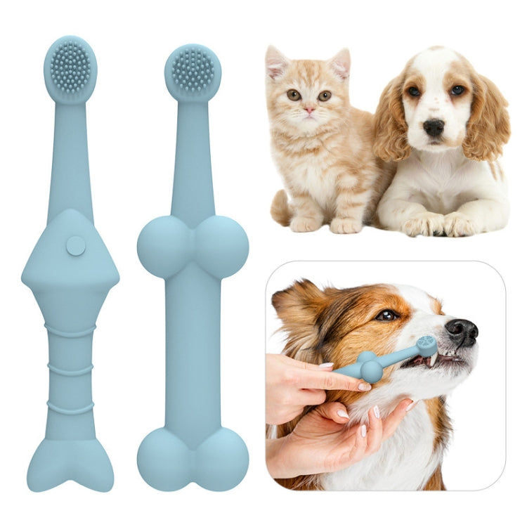2pcs / Set Cats And Dogs Silicone Toothbrush Pet Oral Cleaning Care Tool