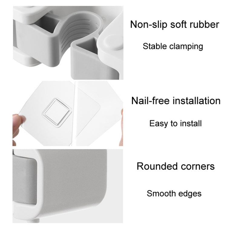 Bathroom No-Punch Mop Hook Household Broom Wall Mounted Fixing Clip