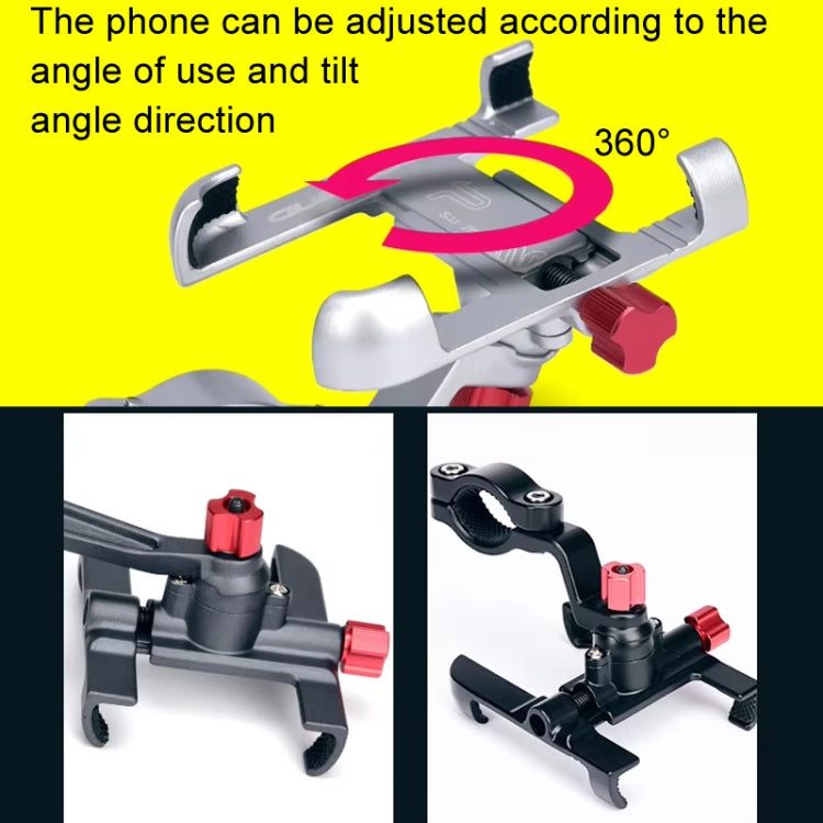 PROMEND Aluminum Alloy Cell Phone Holder Adjustable Angle Rotating Motorcycle Navigation Support