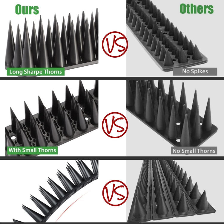 20pcs /Box 30cm 3 Rows Spikes Plastic Bird Repellent Spikes Anti-theft Bird Chase Cat Spikes