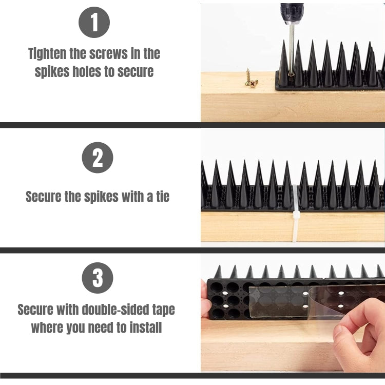 20pcs /Box 30cm 3 Rows Spikes Plastic Bird Repellent Spikes Anti-theft Bird Chase Cat Spikes