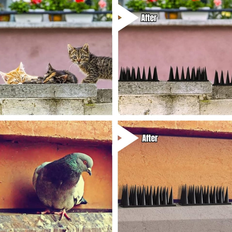 20pcs /Box 30cm 3 Rows Spikes Plastic Bird Repellent Spikes Anti-theft Bird Chase Cat Spikes