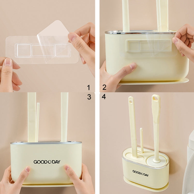 3 In 1 No Punch Wall Mounted Toilet Brush Household TPR Bristles Bathroom Cleaning Brush With Base