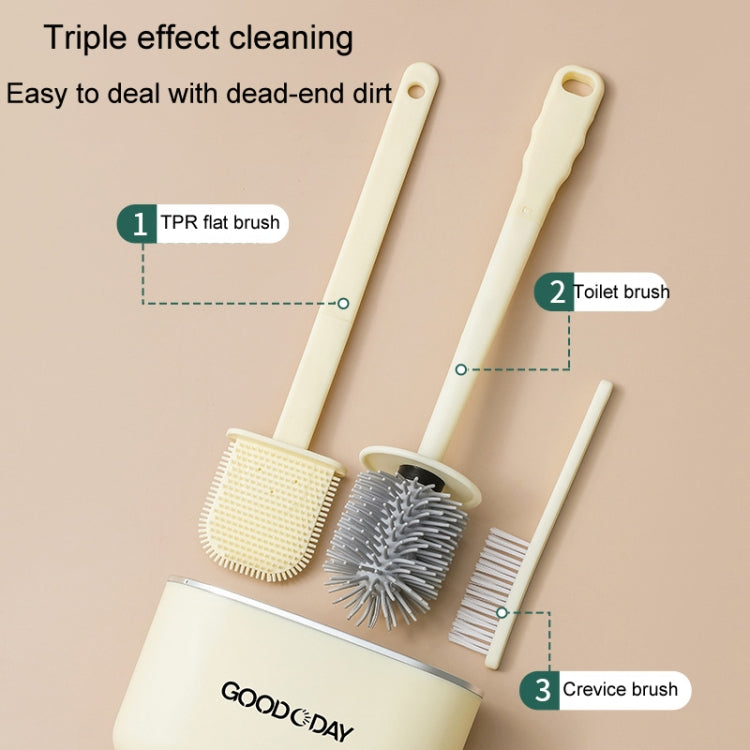 3 In 1 No Punch Wall Mounted Toilet Brush Household TPR Bristles Bathroom Cleaning Brush With Base