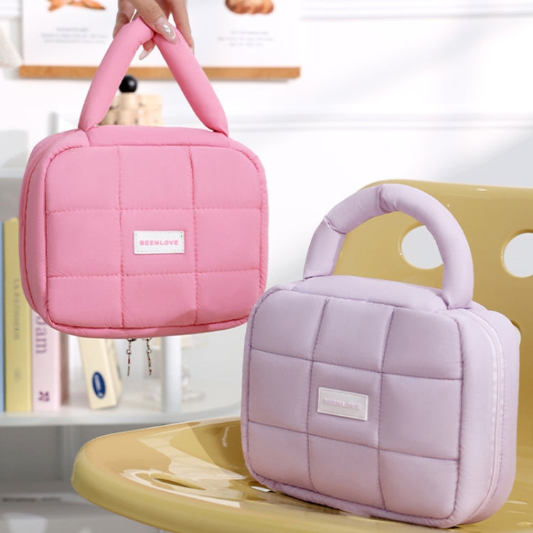 Women Quilted Makeup Bag Puffer Large Capacity Cosmetic Storage Bag Portable Travel Toiletry Pouch