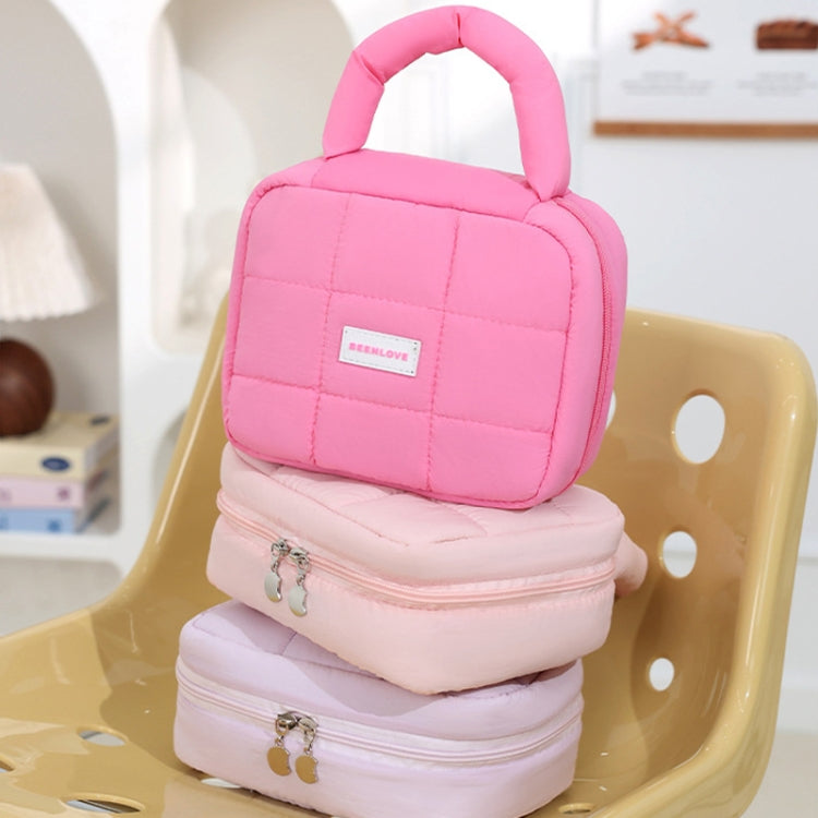 Women Quilted Makeup Bag Puffer Large Capacity Cosmetic Storage Bag Portable Travel Toiletry Pouch