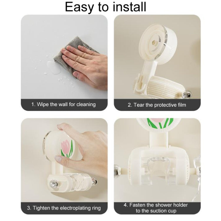 Bathroom No-Punch Suction Cup Showerhead Holder Tulip Shower Hanger