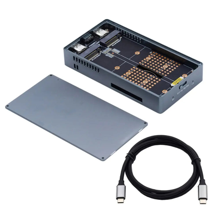 Dual M.2 NVME SSD RAID Array Mobile Hard Drive Enclosure Type-C USB3.2 GEN2x2 20G 586R