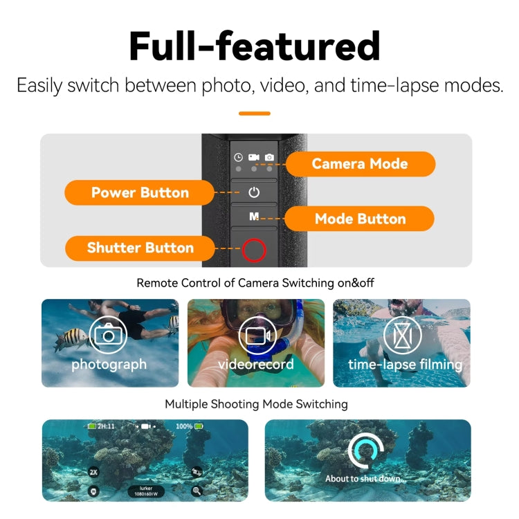 TELESIN Bluetooth Buoyancy Bar 15m Waterproof Depth  For GoPro HERO13 / 12 / 11 / 10 / 9 / 8 Black