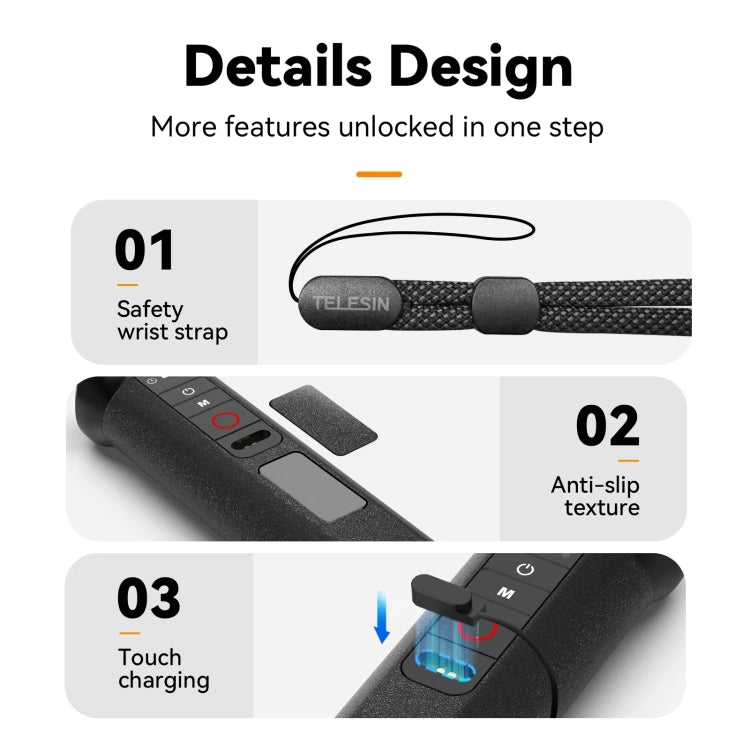 TELESIN Bluetooth Buoyancy Bar 15m Waterproof Depth  For GoPro HERO13 / 12 / 11 / 10 / 9 / 8 Black