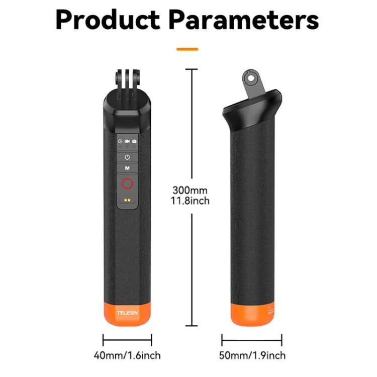 TELESIN Bluetooth Buoyancy Bar 15m Waterproof Depth  For GoPro HERO13 / 12 / 11 / 10 / 9 / 8 Black