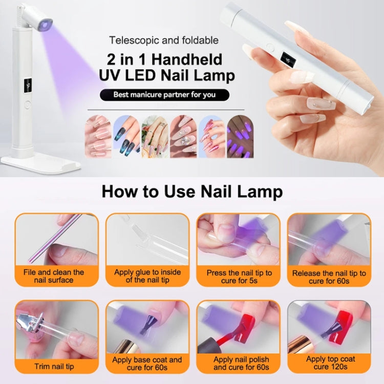 UV LED Nail Lamp Portable Retractable Nail Drying Light Mini Handheld Nail Dryer Lamp With Bracket