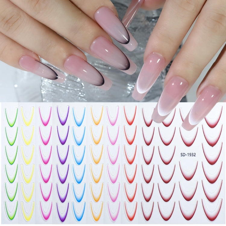 Line Nail Art Stickers Self-Adhesive Gradient Color French Manicure Stickers DIY Nail Tips Decals