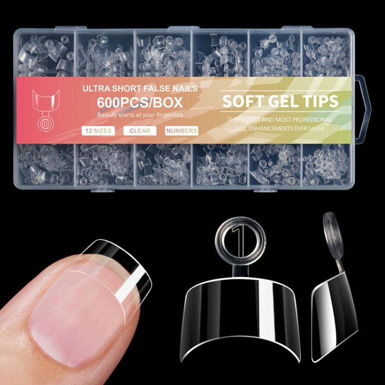 600pcs /Box Ultra Short False Nail Tips Extension Clear No Scratch Traceless Frosted Manicure Salon