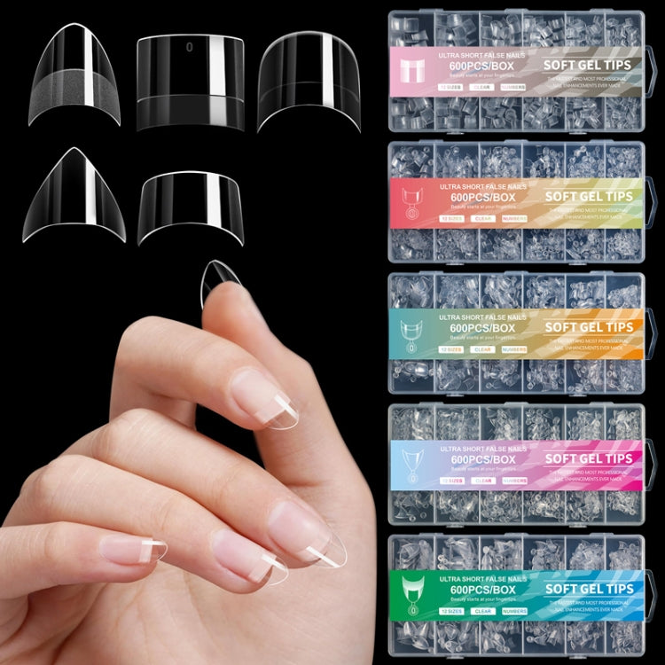 600pcs /Box Ultra Short False Nail Tips Extension Clear No Scratch Traceless Frosted Manicure Salon