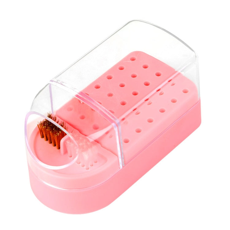 30 Holes Nail Art Drill Bits Storage Box Dustproof Display Rack With Cleaning Brush