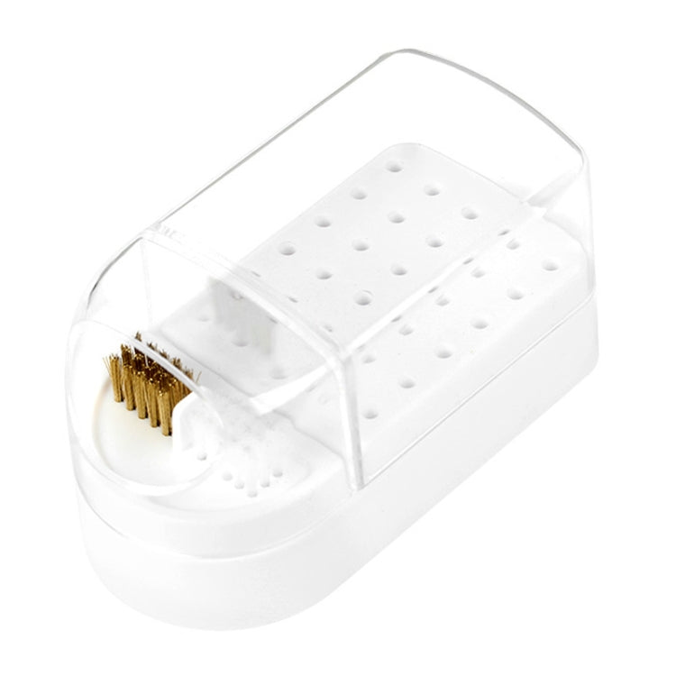 30 Holes Nail Art Drill Bits Storage Box Dustproof Display Rack With Cleaning Brush