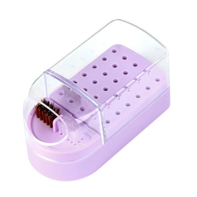 30 Holes Nail Art Drill Bits Storage Box Dustproof Display Rack With Cleaning Brush