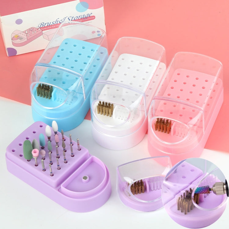 30 Holes Nail Art Drill Bits Storage Box Dustproof Display Rack With Cleaning Brush