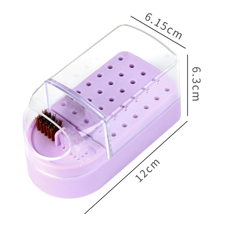 30 Holes Nail Art Drill Bits Storage Box Dustproof Display Rack With Cleaning Brush