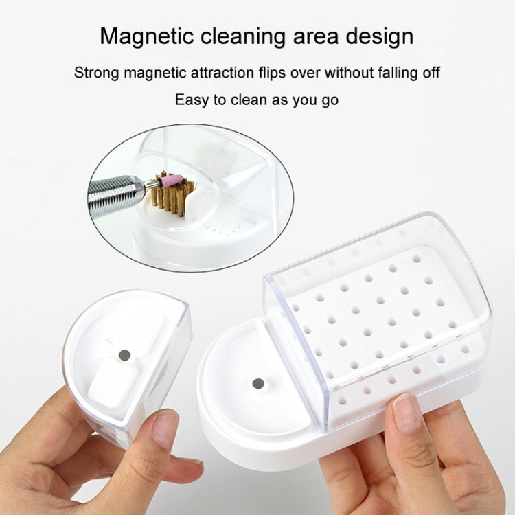 30 Holes Nail Art Drill Bits Storage Box Dustproof Display Rack With Cleaning Brush