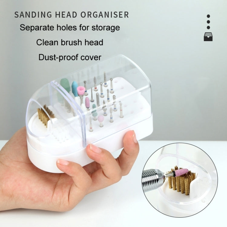 30 Holes Nail Art Drill Bits Storage Box Dustproof Display Rack With Cleaning Brush