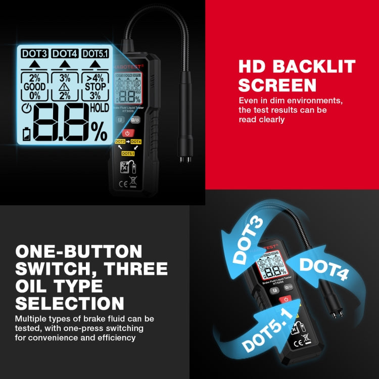 HABOTEST Automobile Motorcycle Brake Fluid Moisture Tester