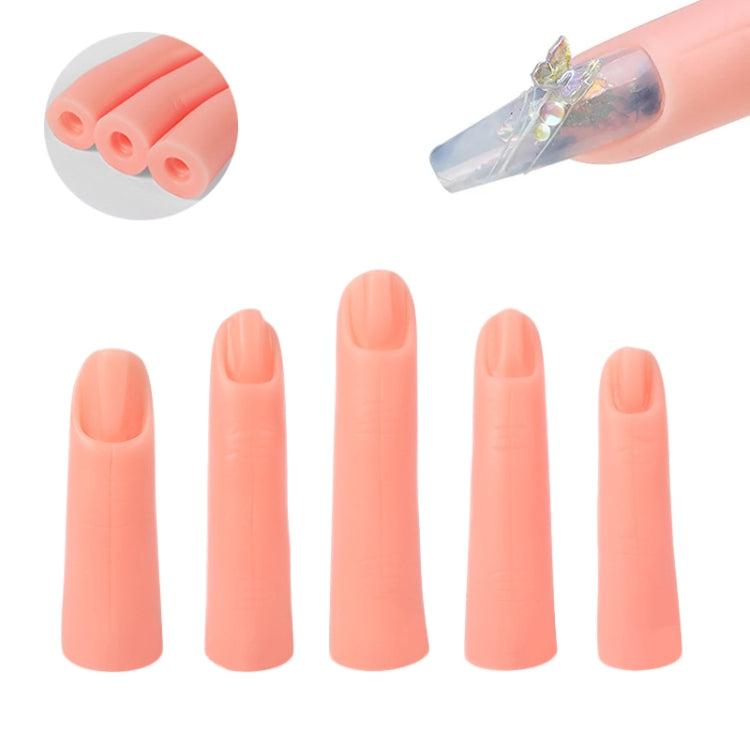 5pcs /Set Nail Art Silicone Fake Fingers Insertable Nail Piece Practice Finger Molds