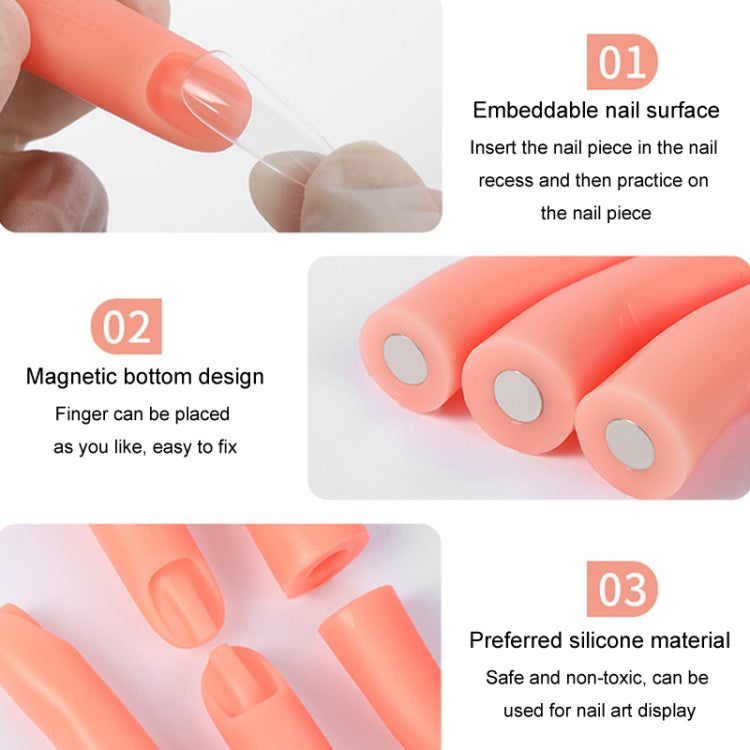 5pcs /Set Nail Art Silicone Fake Fingers Insertable Nail Piece Practice Finger Molds