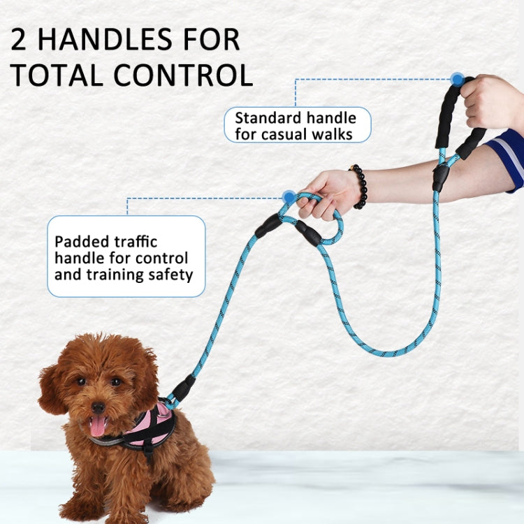 Double Handle Dog Leash Nylon Reflective Rope for Control Safety Training
